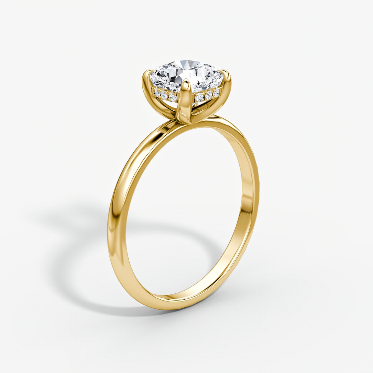 The Classic Hidden Halo Cushion Engagement Ring in Plain Standard Band