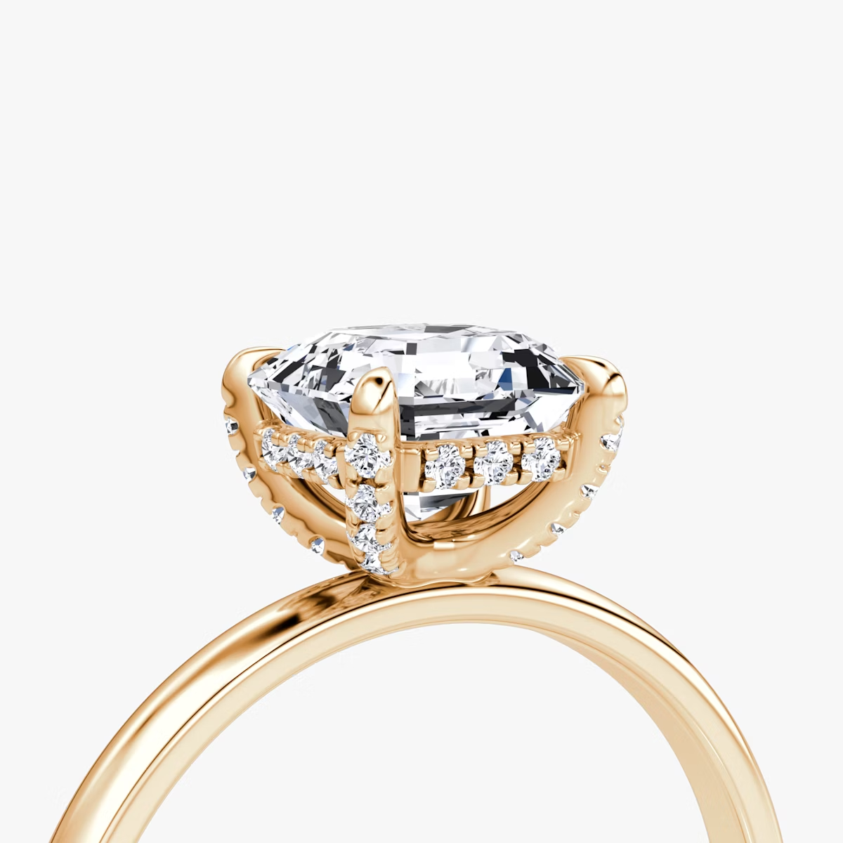 The Classic Hidden Halo Asscher Engagement Ring in Plain Large Band