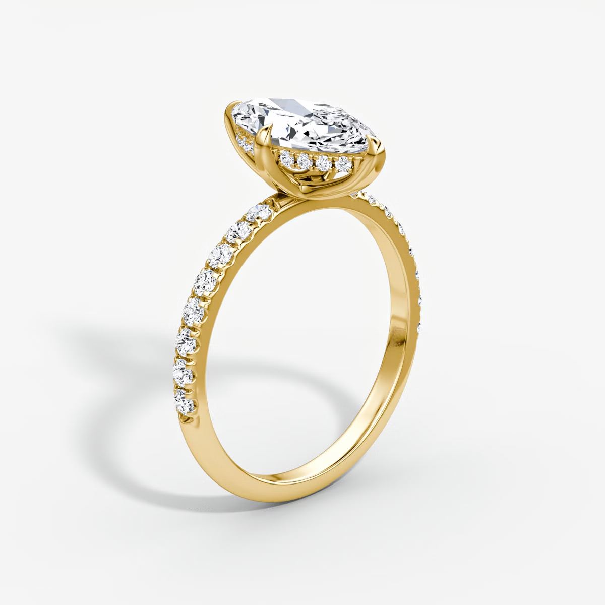 The Classic Hidden Halo Marquise Engagement Ring in Pave Large Band