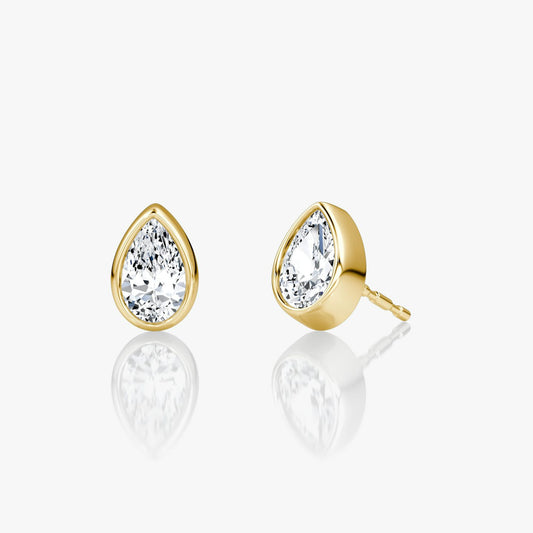 Pear Bezel Solitaire Stud