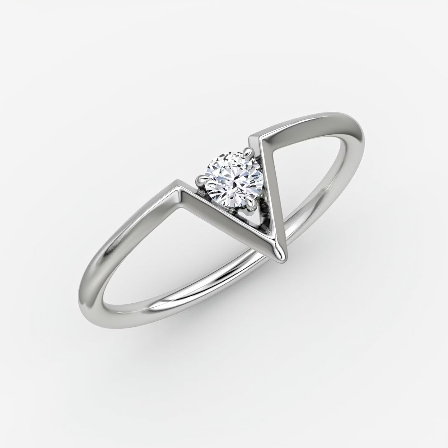 V Solitaire Ring