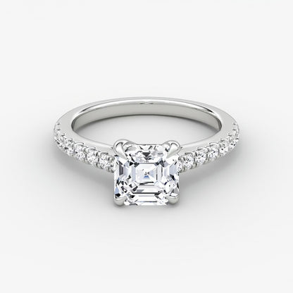 Trellis Cathedral Asscher Pave Engagement Ring