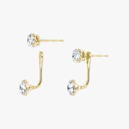 Oval Solitaire Stud & Round Ear Jacket