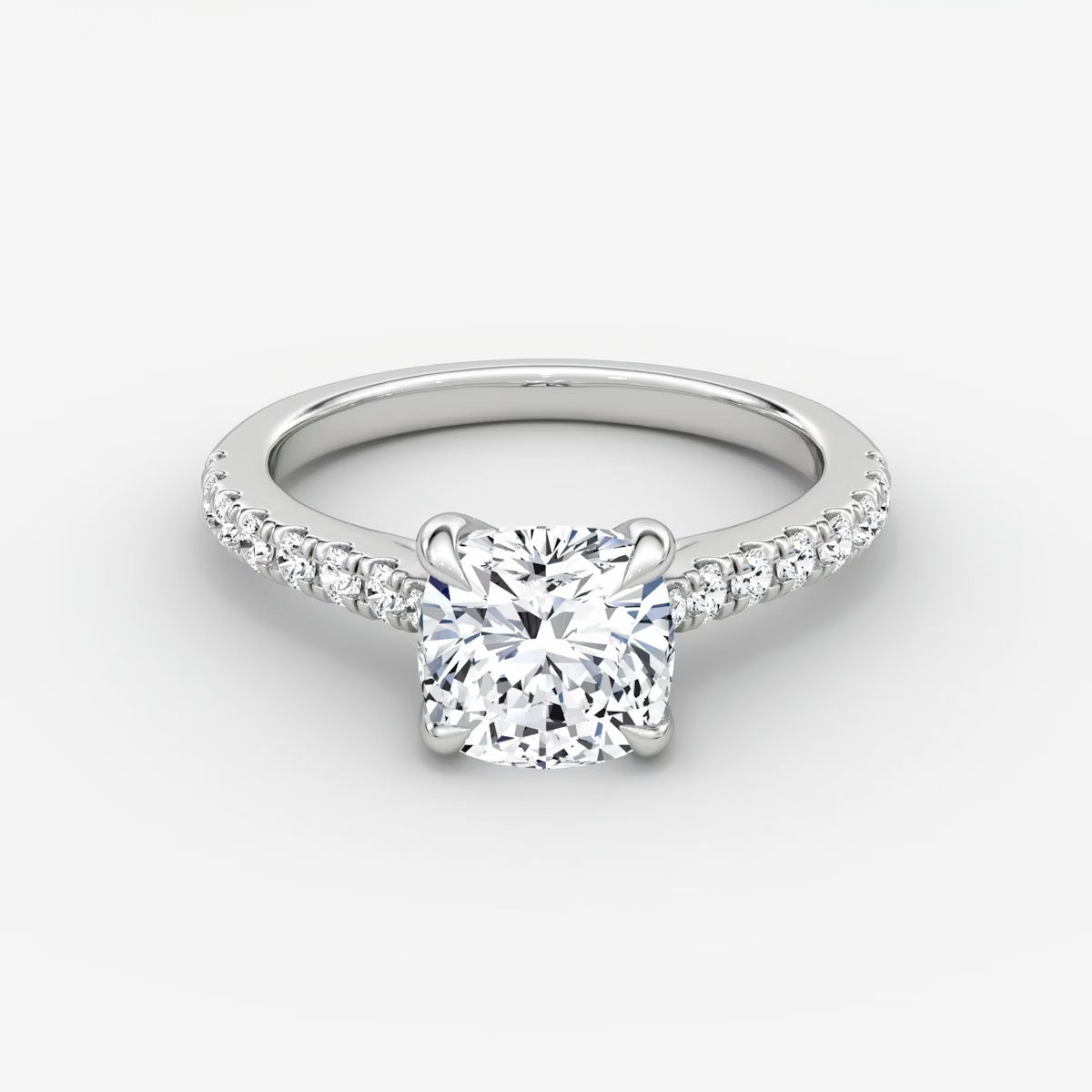 Trellis Cathedral Cushion Pave Engagement Ring