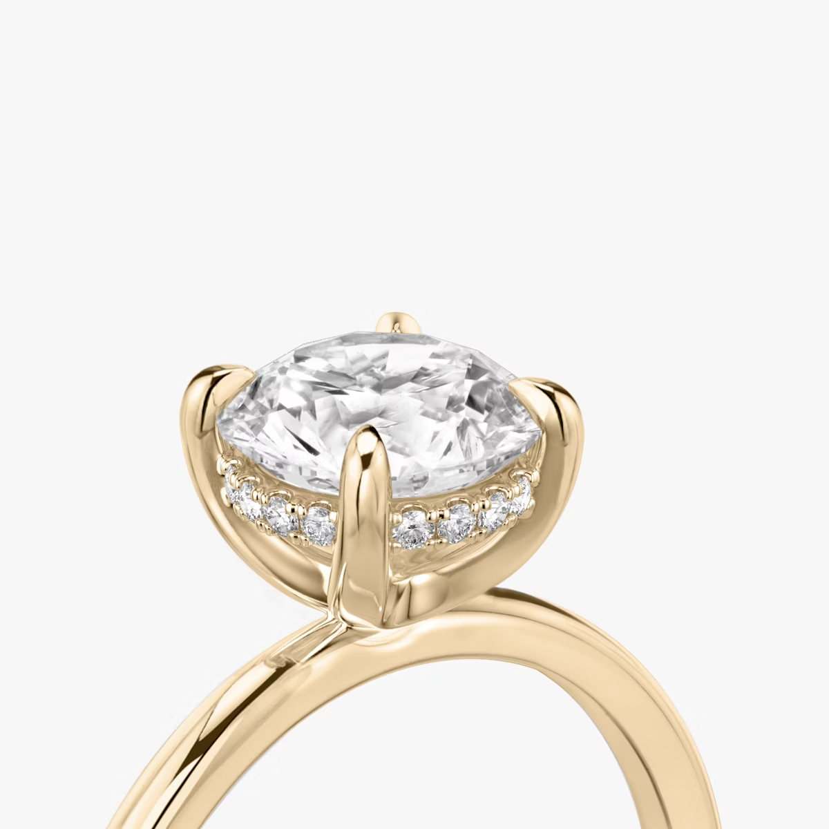 The Classic Hidden Halo Round Brilliant Engagement Ring in Plain Standard Band and Plain Prong