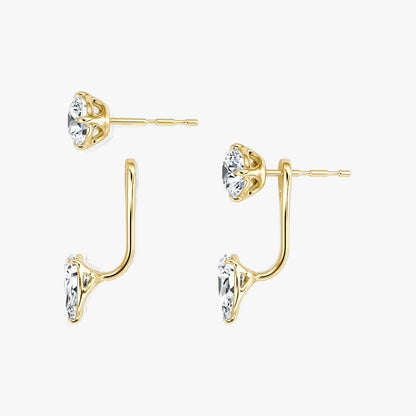 Round Solitaire Stud & Pear Ear Jacket