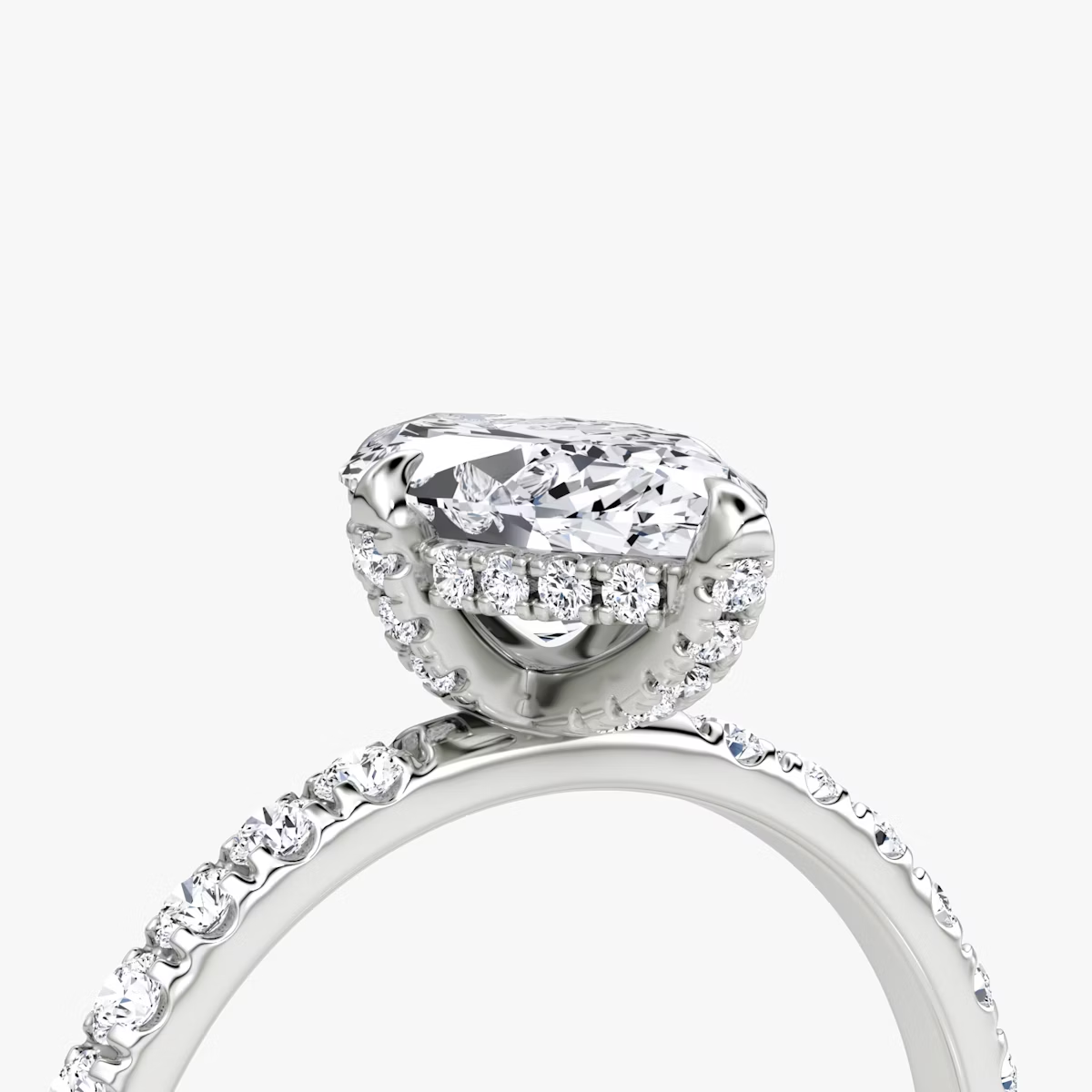 The Classic Hidden Halo Marquise Engagement Ring in Pave Large Band