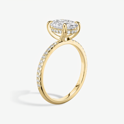 The Classic Hidden Halo Oval Engagement Ring in Pave Standard Band