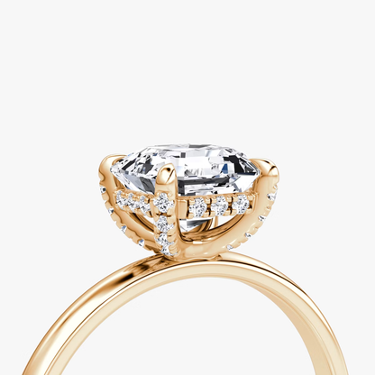 The Classic Hidden Halo Asscher Engagement Ring in Plain Standard Band