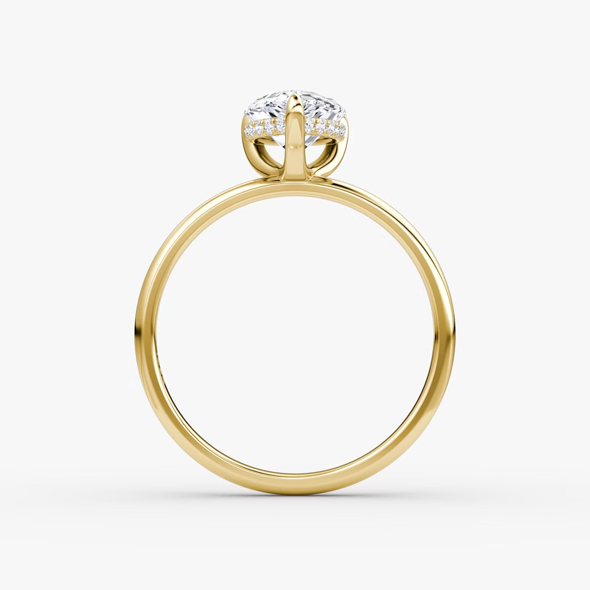 The Classic Hidden Halo Pear Engagement Ring in Plain Large Band