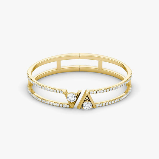 Pave V Double Row Bangle