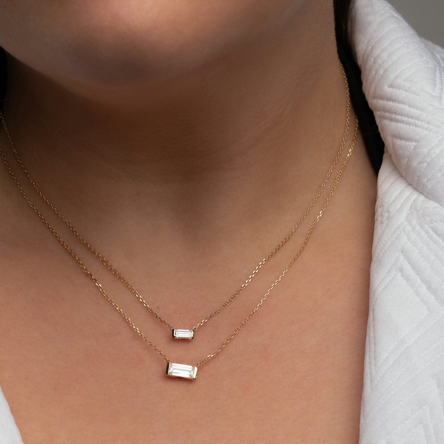 Knife-Edge Baguette Semi-Bezel Necklace