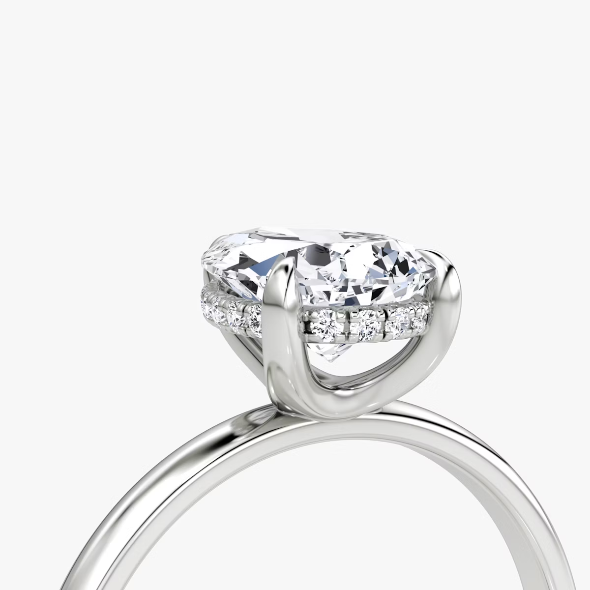 The Classic Hidden Halo Pear Engagement Ring in Plain Large Band