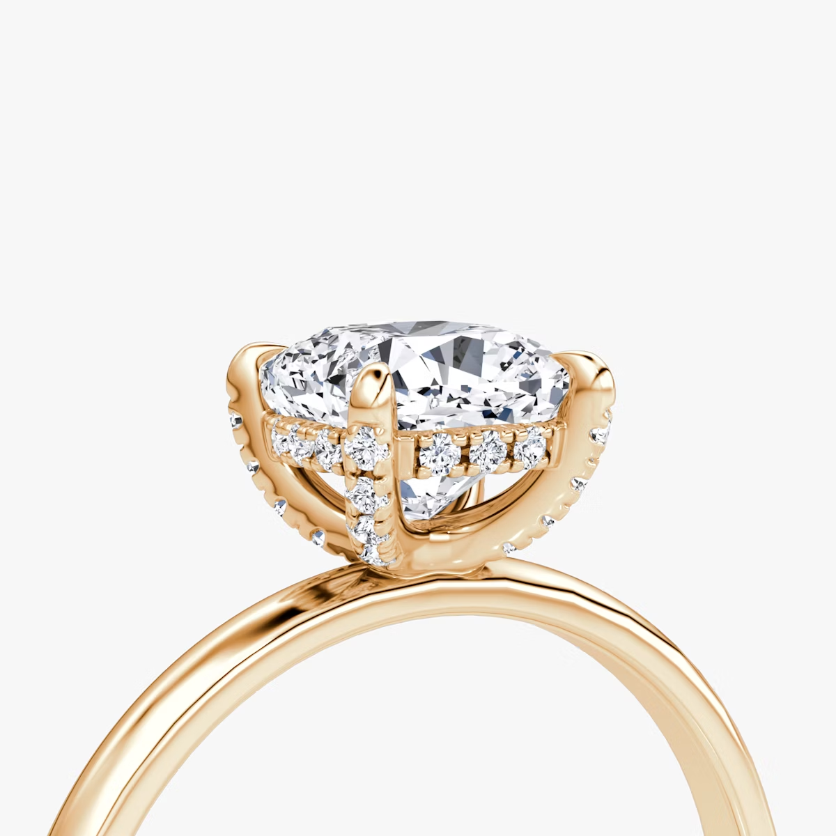 The Classic Hidden Halo Cushion Engagement Ring in Plain Standard Band