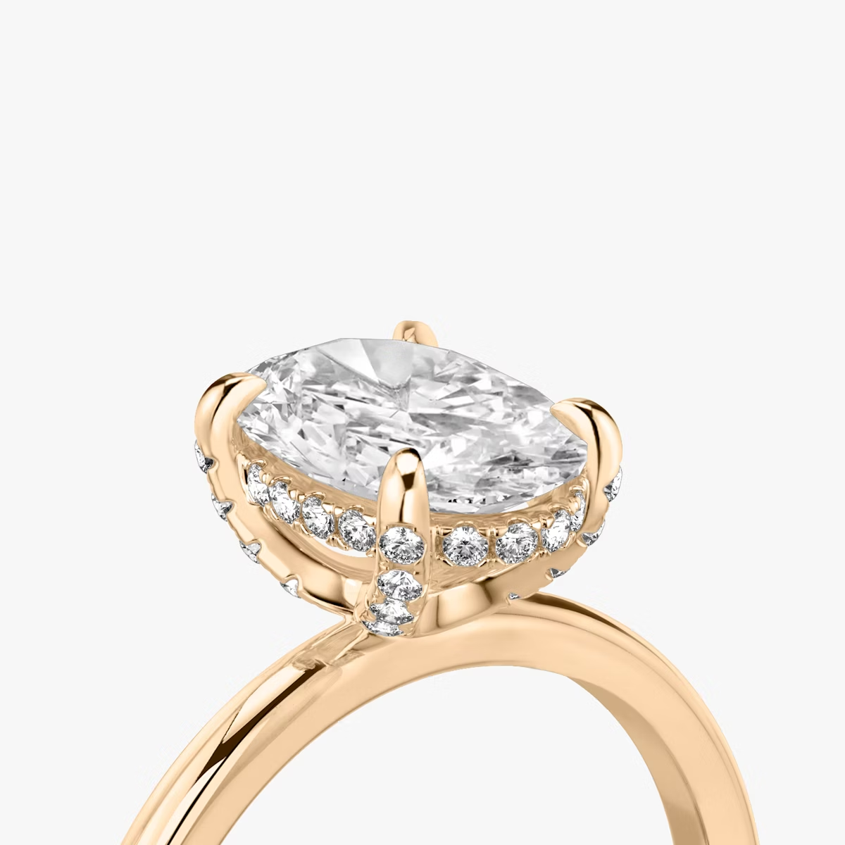 The Classic Hidden Halo Oval Engagement Ring in Plain Large Band