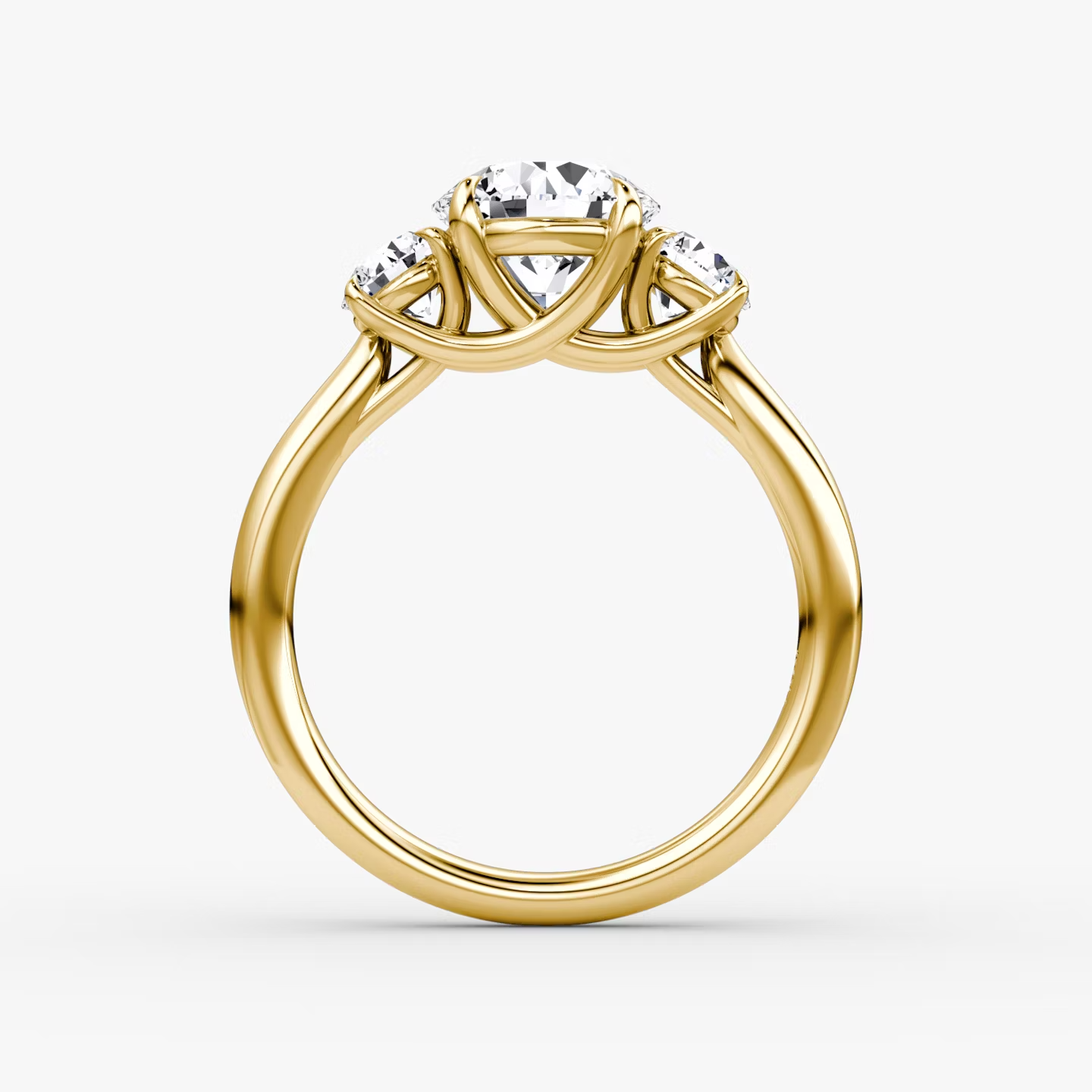 Trellis Three Stone Round Plain Engagement Ring