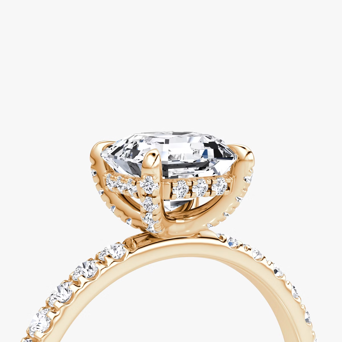 The Classic Hidden Halo Asscher Engagement Ring in Pave Large Band