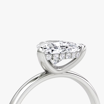 The Classic Hidden Halo Trillion Engagement Ring in Plain Large Band