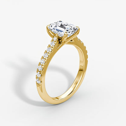 Trellis Cathedral Emerald Pave Engagement Ring