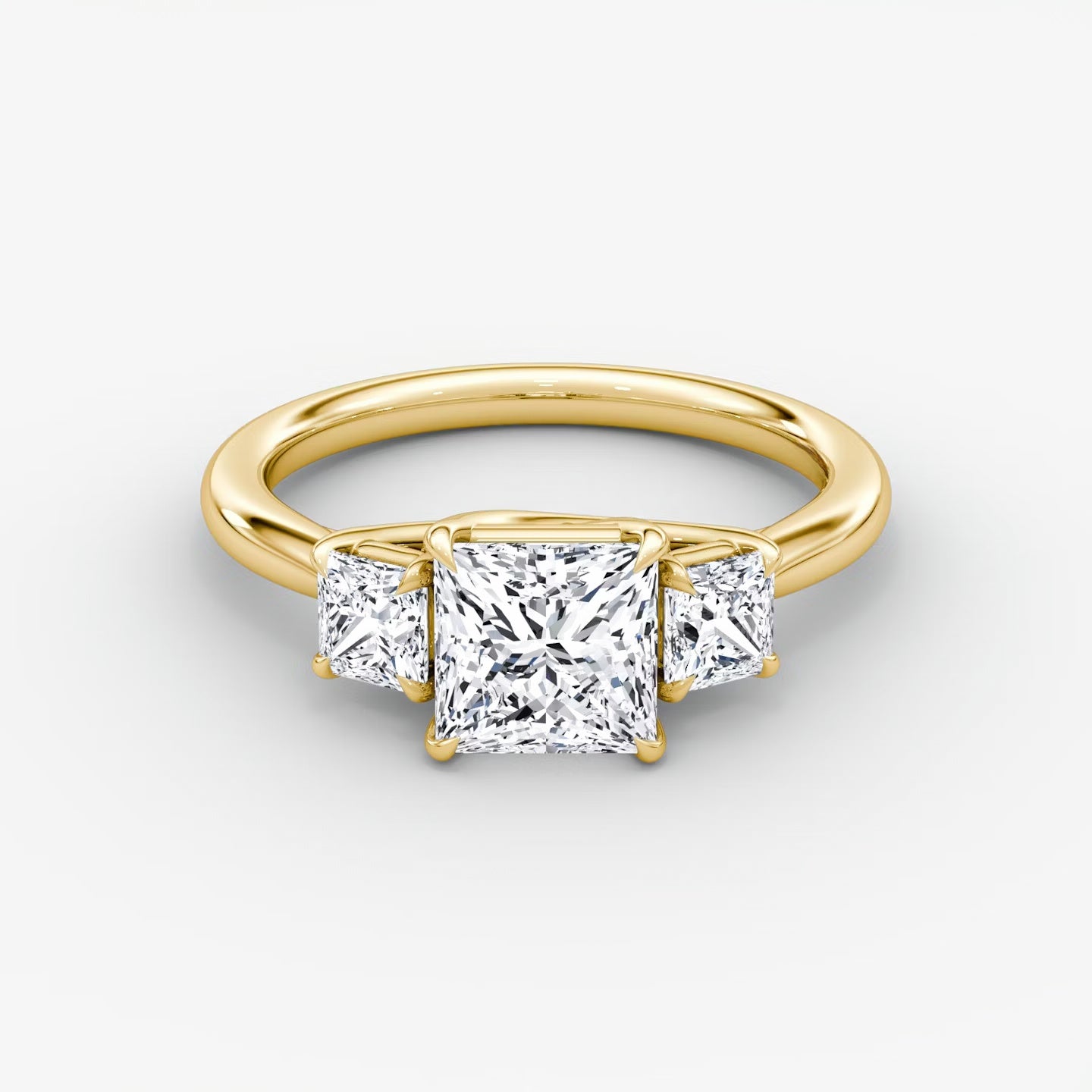 Trellis Three Stone Princess Plain Engagement Ring