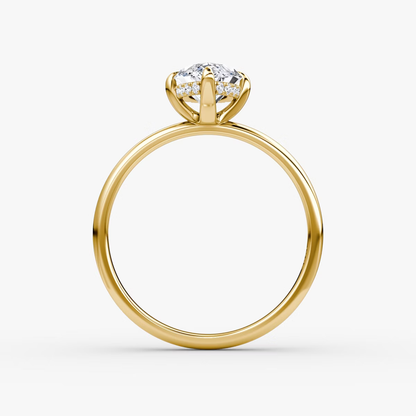 The Classic Hidden Halo Marquise Engagement Ring in Plain Large Band