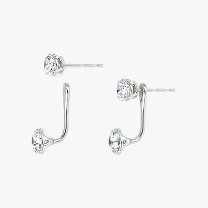 Oval Solitaire Stud & Round Ear Jacket