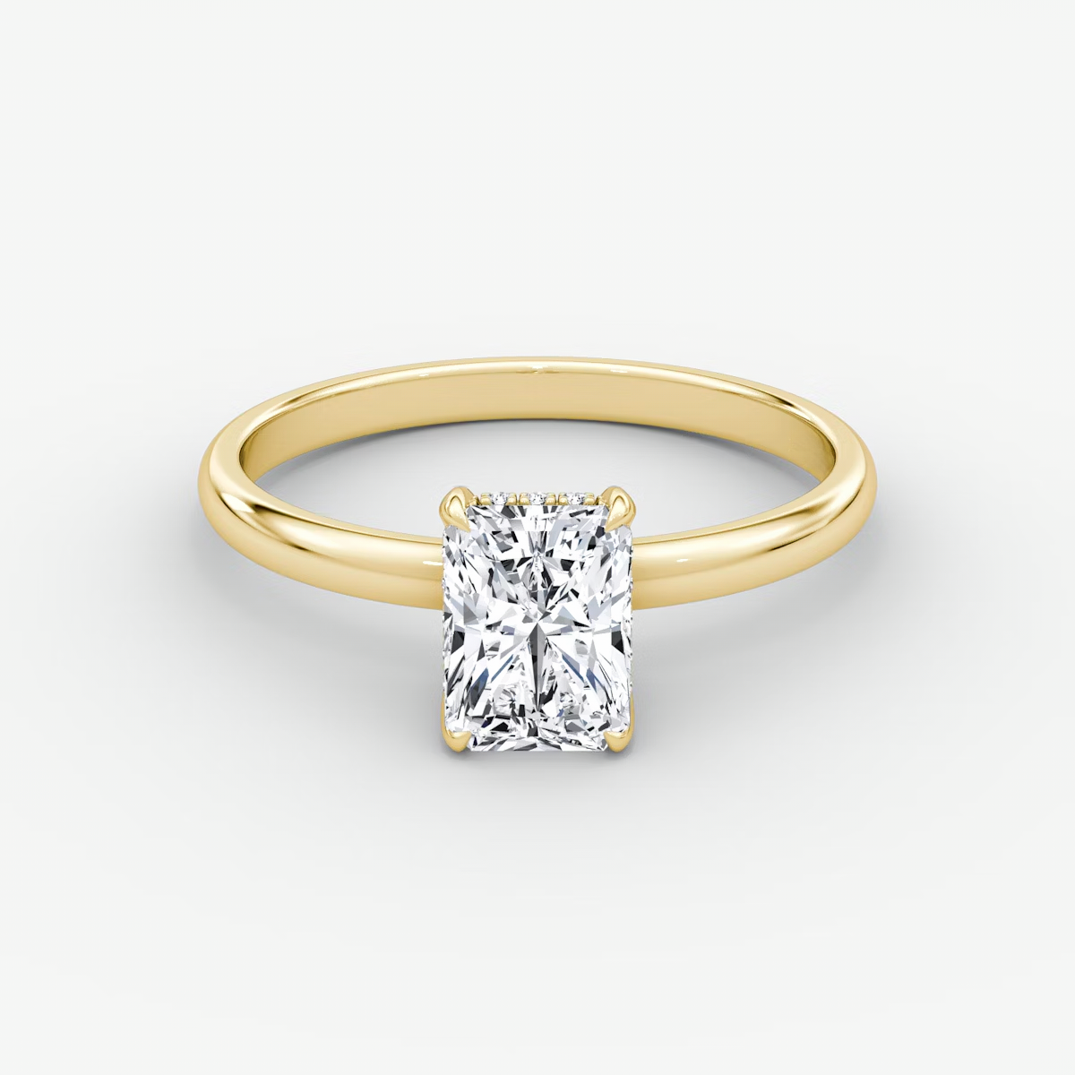 The Classic Hidden Halo Radiant Engagement Ring in Plain Standard Band