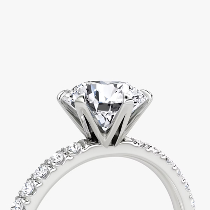 The V Round Brilliant Engagement Ring in Pave Band