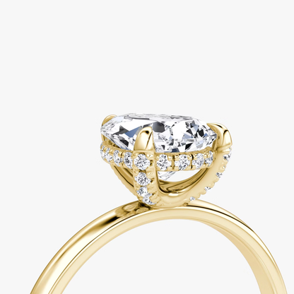 The Classic Hidden Halo Pear Engagement Ring in Plain Large Band