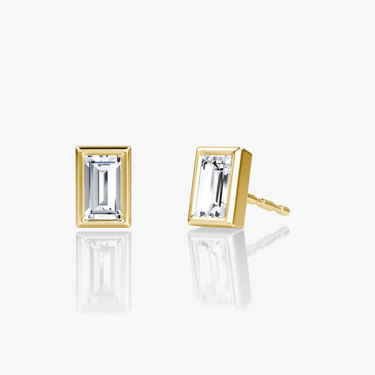 Baguette Bezel Solitaire Stud