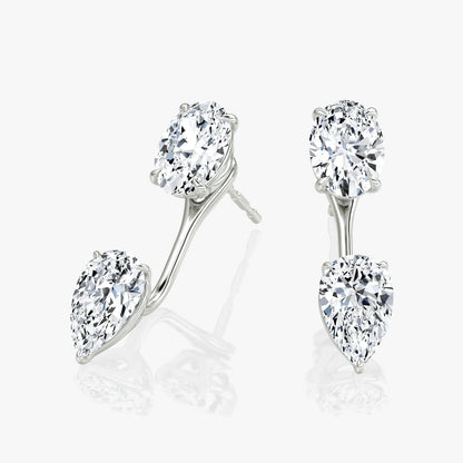 Oval Solitaire Stud & Pear Ear Jacket