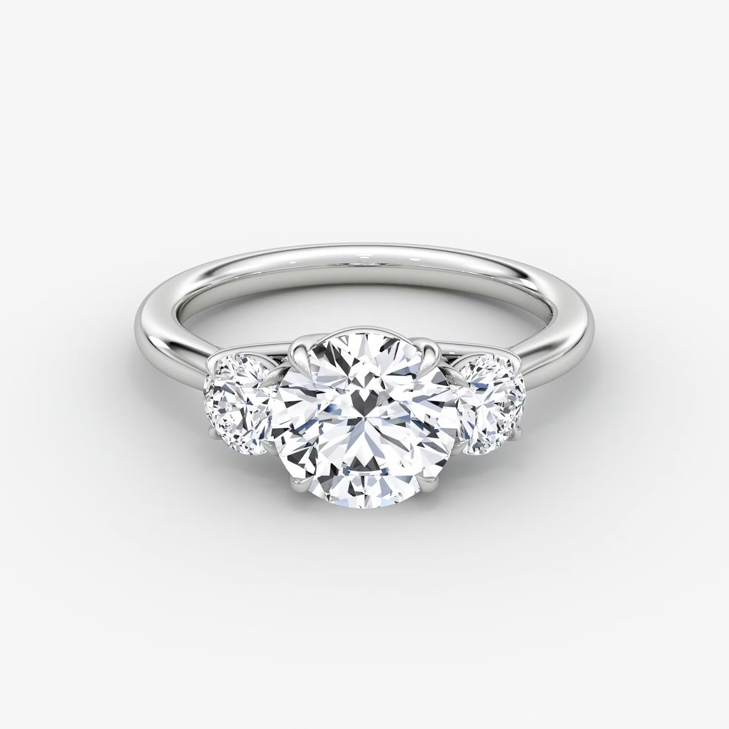 Trellis Three Stone Round Plain Engagement Ring