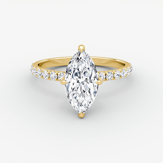 The Classic Hidden Halo Marquise Engagement Ring in Pave Standard Band