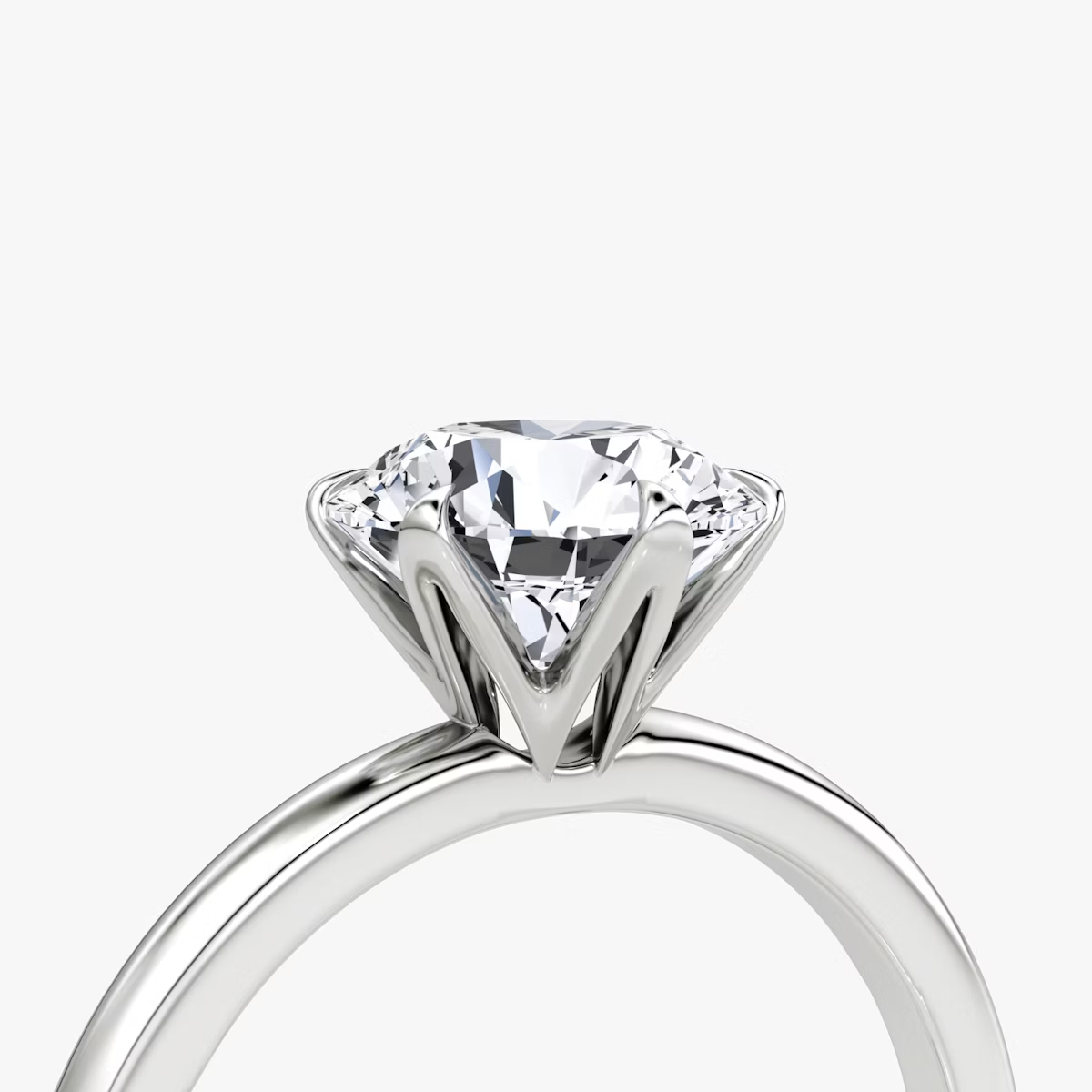 The V Round Brilliant Engagement Ring in Plain Band