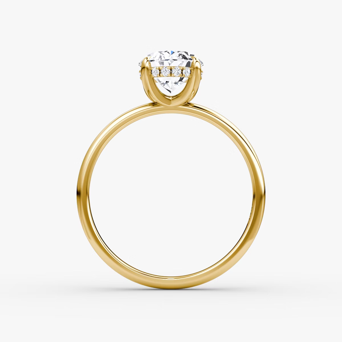 The Classic Hidden Halo Oval Engagement Ring in Plain Large Band