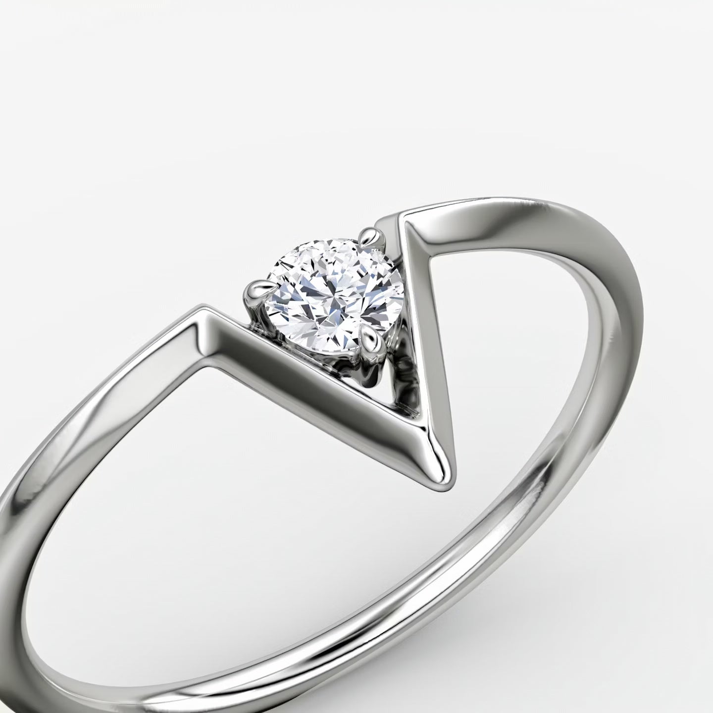 V Solitaire Ring