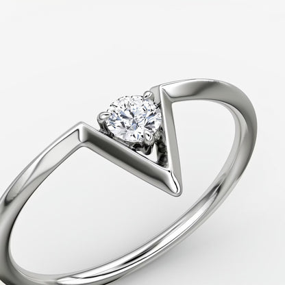 V Solitaire Ring