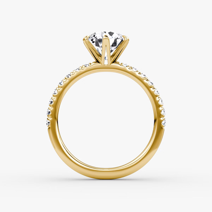 The V Round Brilliant Engagement Ring in Pave Band