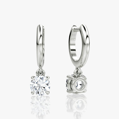 Solitaire Plain Drop Huggie Hoop