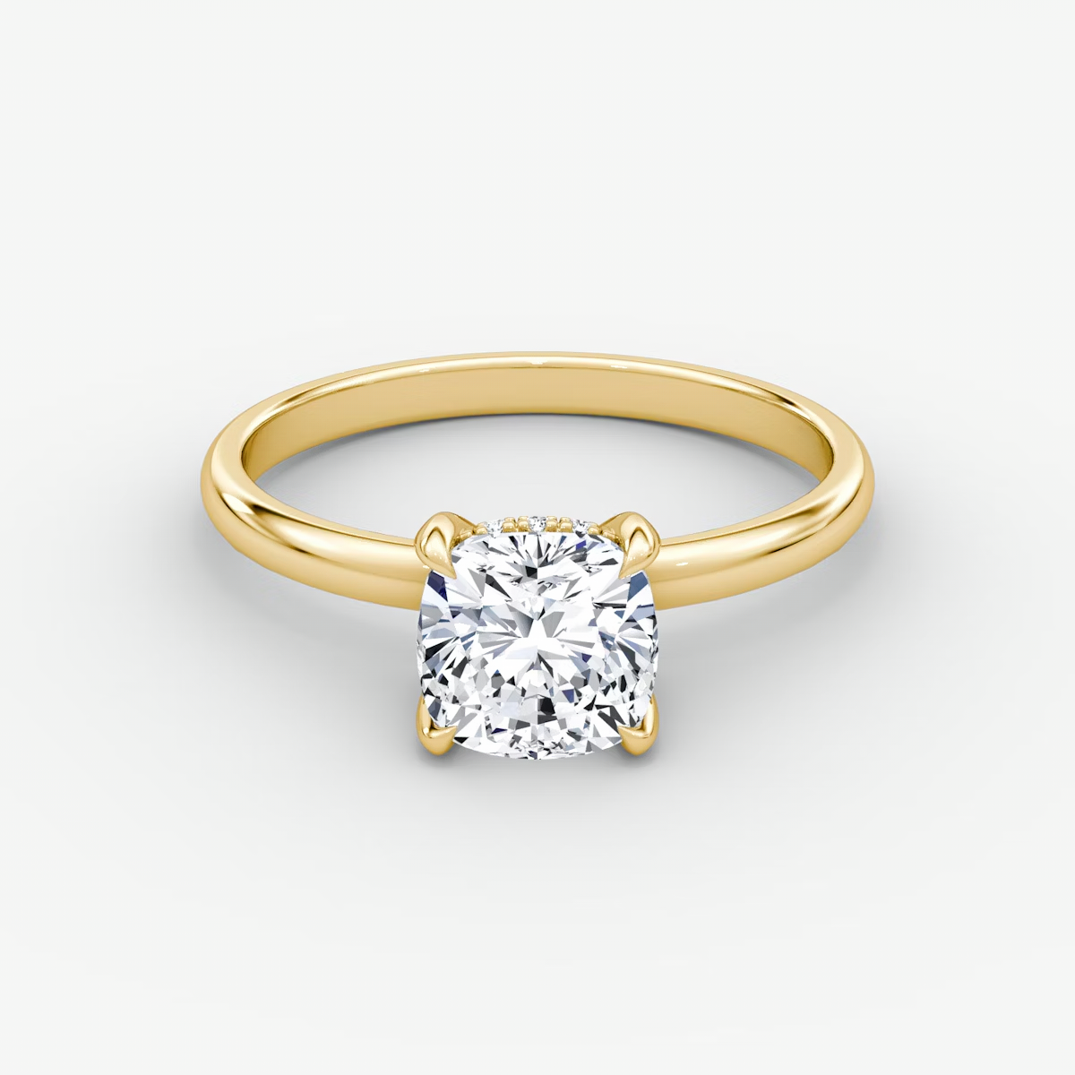 The Classic Hidden Halo Cushion Engagement Ring in Plain Standard Band