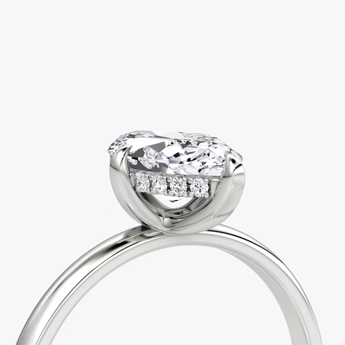 The Classic Hidden Halo Marquise Engagement Ring in Plain Standard Band