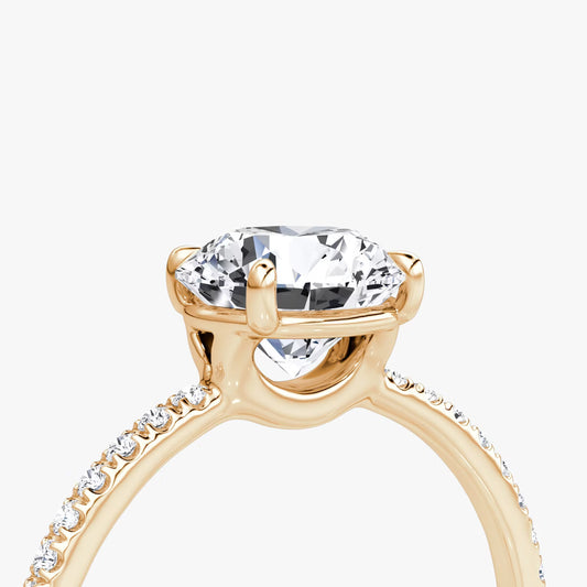 The Signature Round Brilliant Engagement Ring in Pave Standard Band and Plain Setting Style