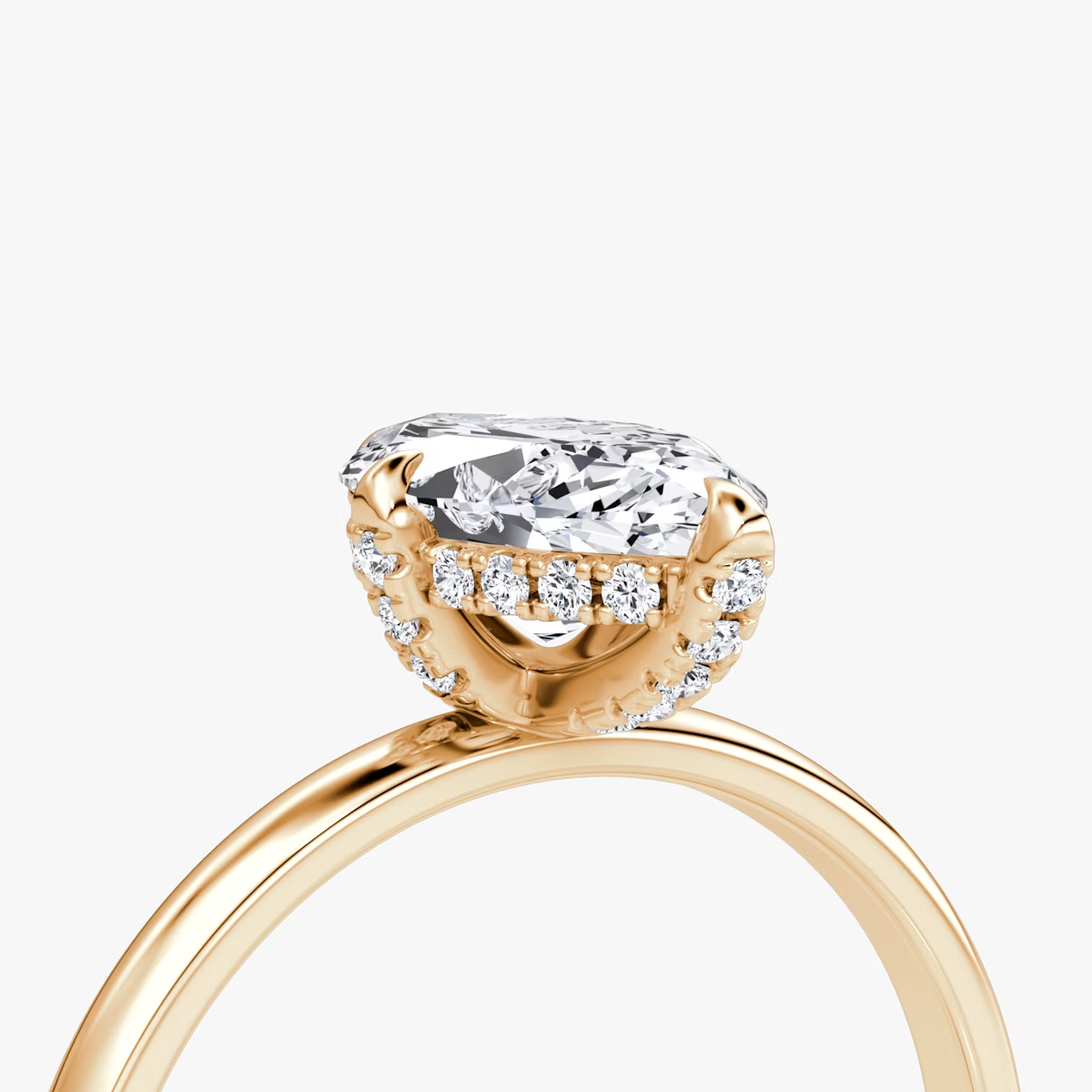 The Classic Hidden Halo Marquise Engagement Ring in Plain Large Band