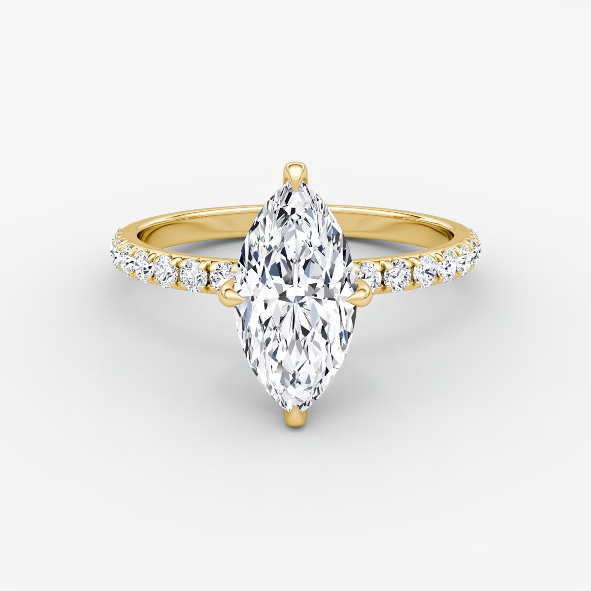 The Classic Hidden Halo Marquise Engagement Ring in Pave Large Band