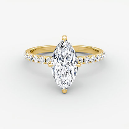 The Classic Hidden Halo Marquise Engagement Ring in Pave Large Band