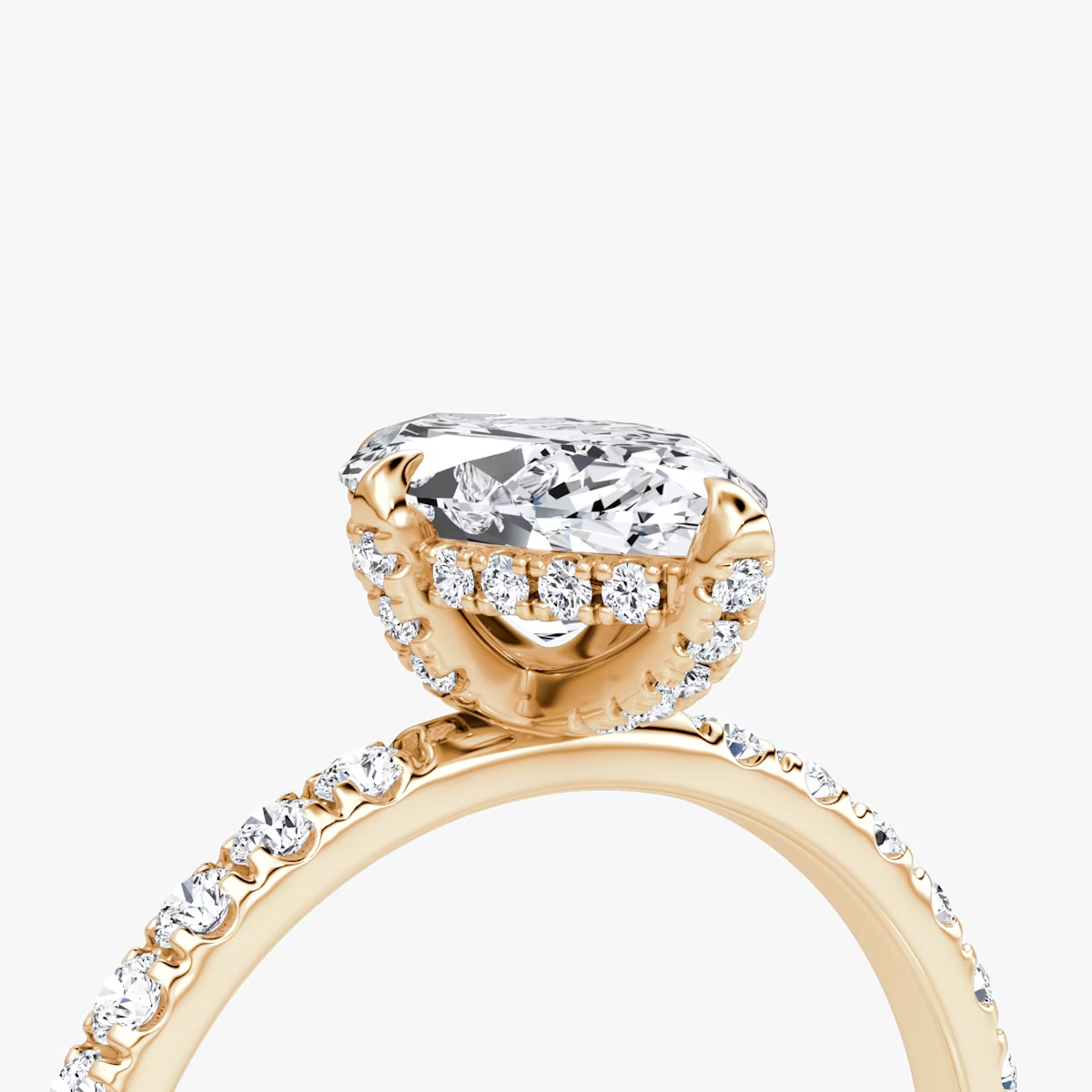 The Classic Hidden Halo Marquise Engagement Ring in Pave Large Band