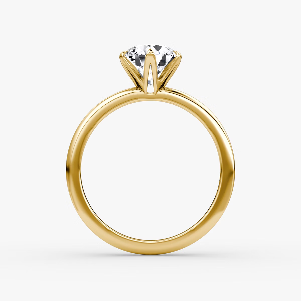 The V Round Brilliant Engagement Ring in Plain Band