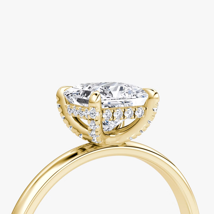 The Classic Hidden Halo Princess Engagement Ring in Plain Large Band