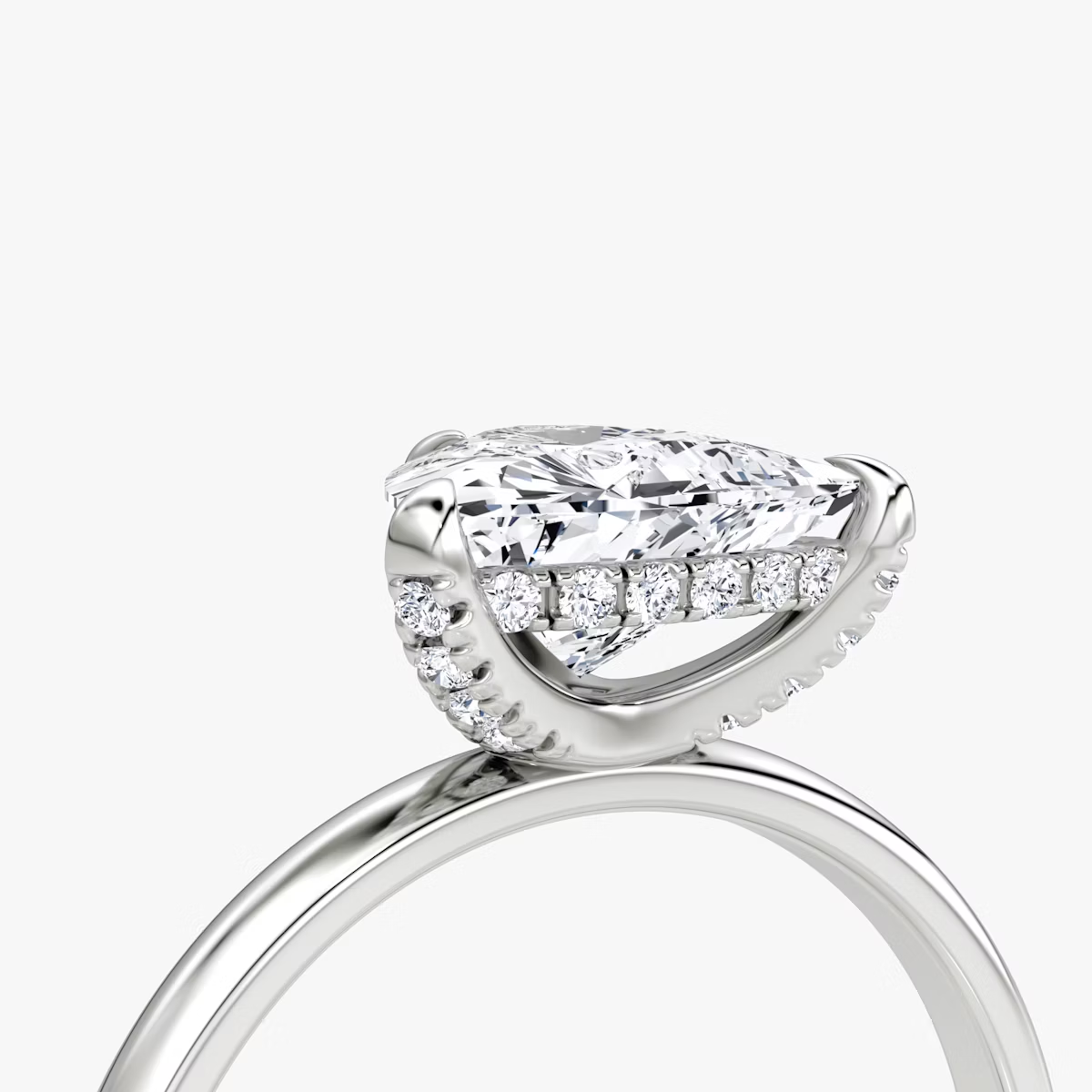 The Classic Hidden Halo Trillion Engagement Ring in Plain Standard Band