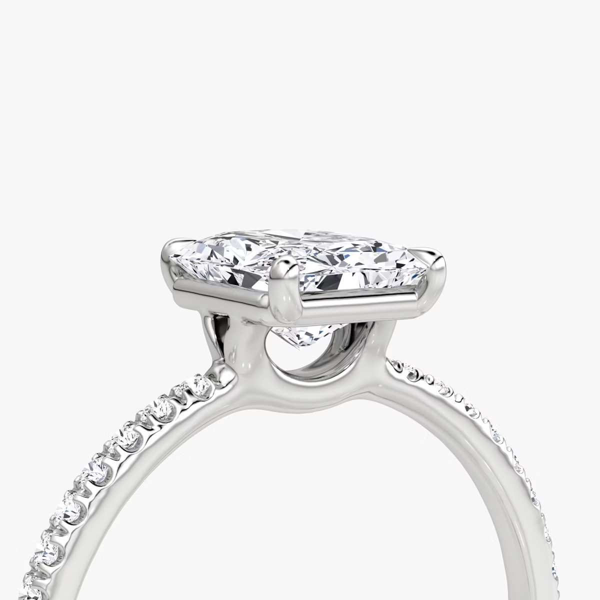The Signature  Radiant Engagement Ring in Pave Standard Band